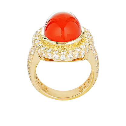 Ring - Cornellian and Diamond | Singhvi Jewels