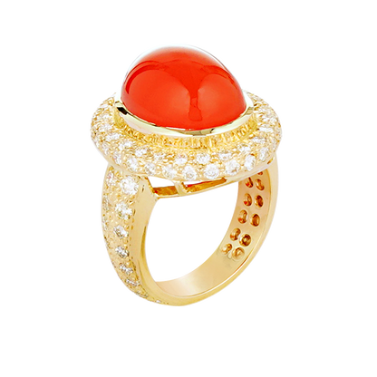 Ring - Cornellian and Diamond | Singhvi Jewels