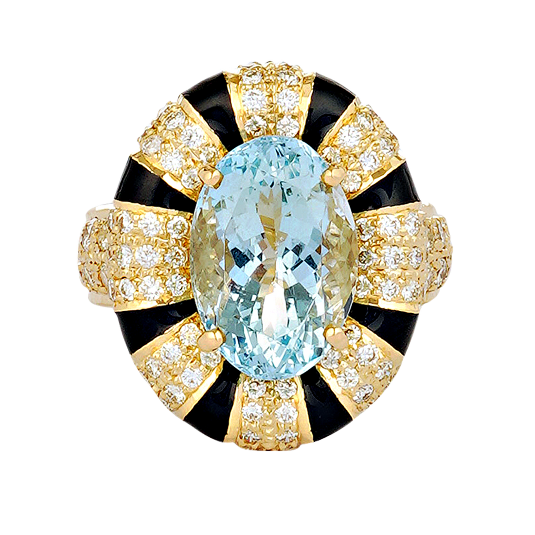 Ring - Aquamarine and Diamond (Enamel) | Singhvi Jewels
