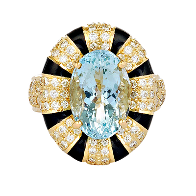 Ring - Aquamarine And Diamond (Enamel)