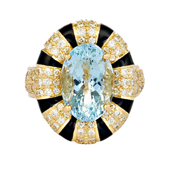 Ring - Aquamarine and Diamond (Enamel)