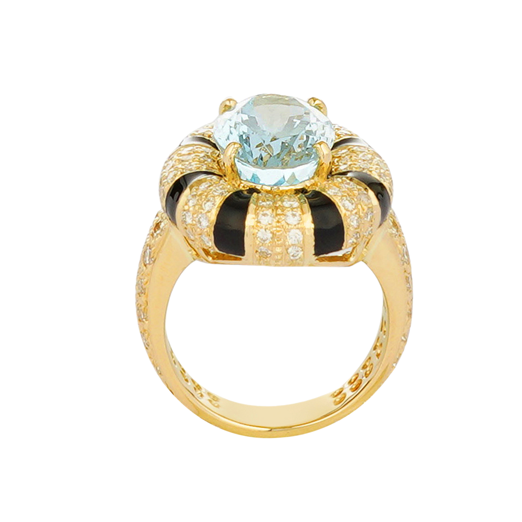 Ring - Aquamarine and Diamond (Enamel)