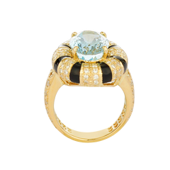 Ring - Aquamarine and Diamond (Enamel)