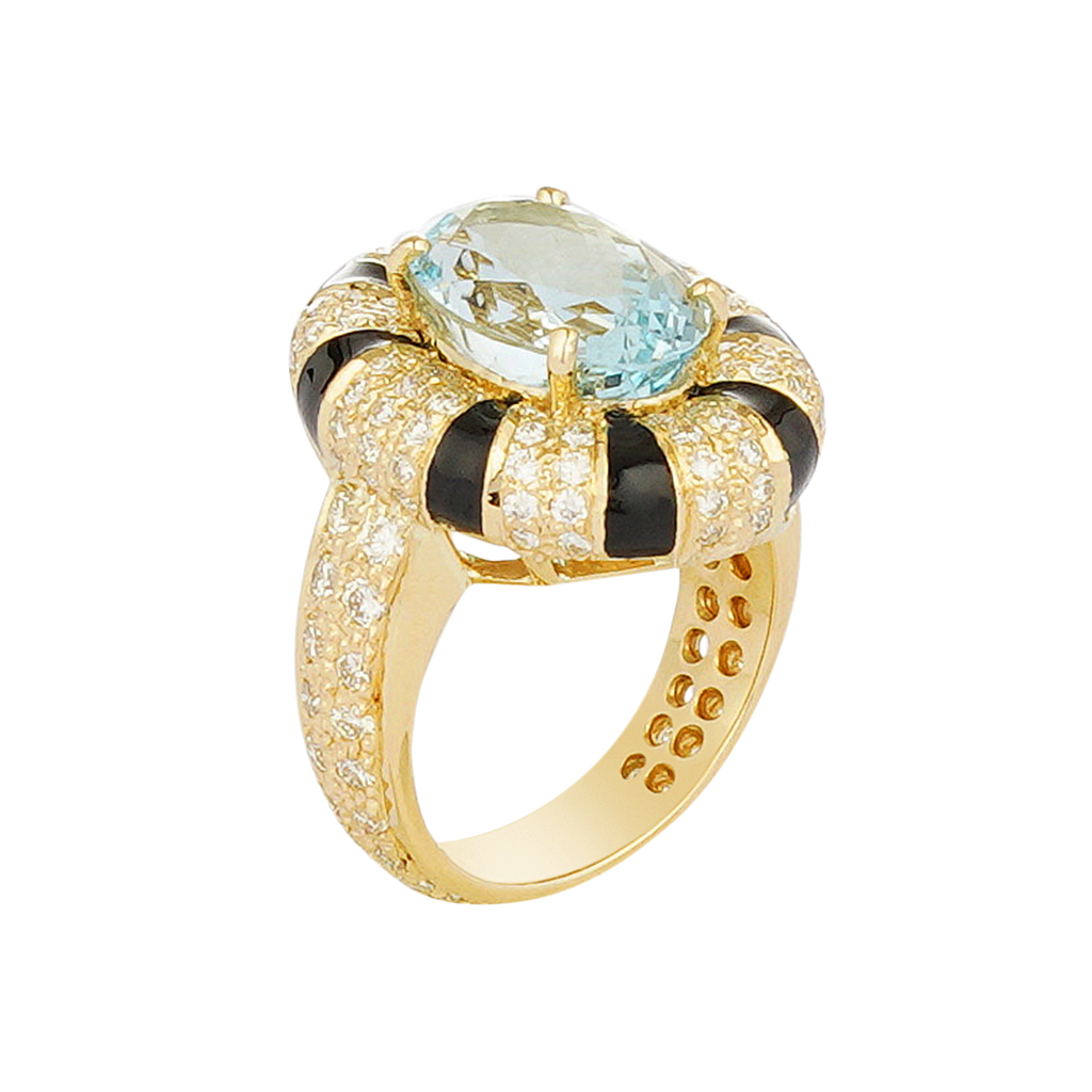 Ring - Aquamarine and Diamond (Enamel)