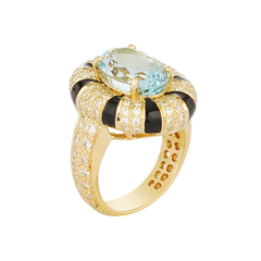 Ring - Aquamarine and Diamond (Enamel)