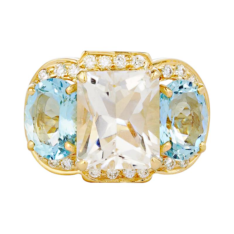 Ring - Crystal, Aquamarine and Diamond | Singhvi Jewels