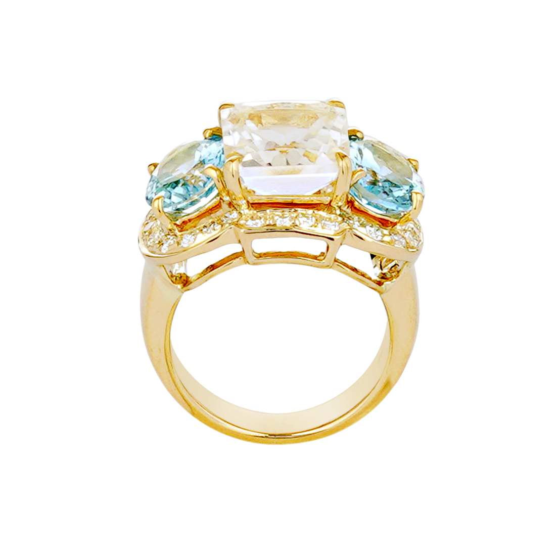 Ring - Crystal, Aquamarine and Diamond | Singhvi Jewels