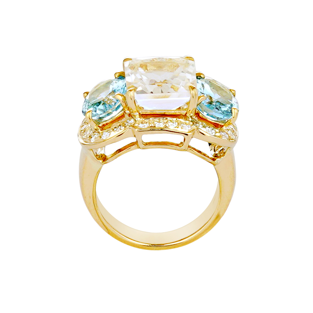 Ring - Crystal, Aquamarine and Diamond | Singhvi Jewels