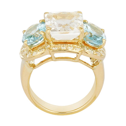 Ring - Crystal, Aquamarine and Diamond (2221J) | Singhvi Jewels