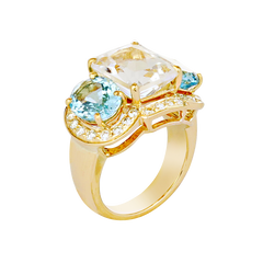 Ring - Crystal, Aquamarine and Diamond