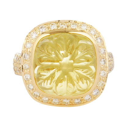 Ring - Lemon Quartz and Diamond | Singhvi Jewels