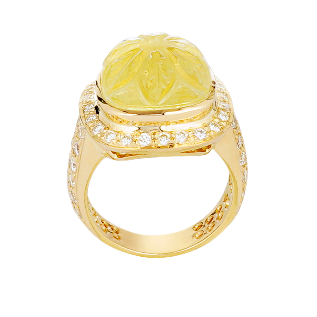 Ring - Lemon Quartz and Diamond