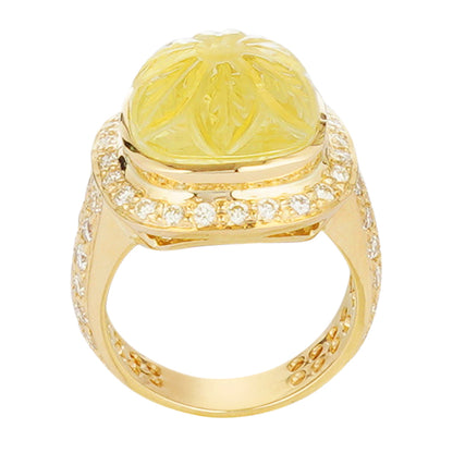 Ring - Lemon Quartz and Diamond (2221M) | Singhvi Jewels