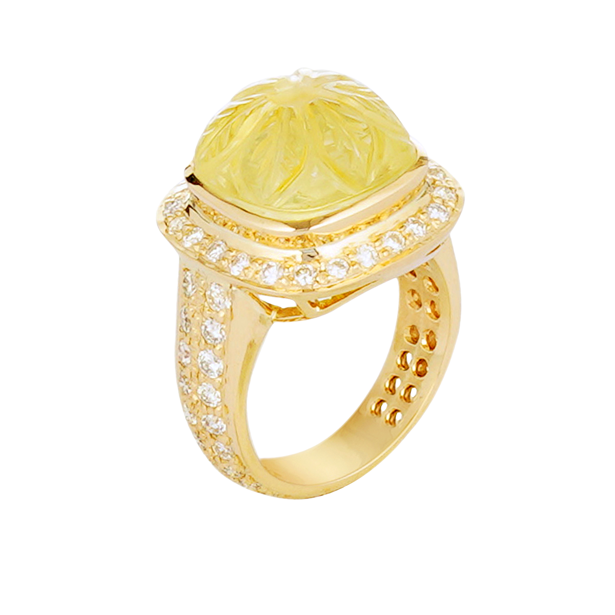 Ring - Lemon Quartz and Diamond | Singhvi Jewels