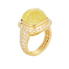Ring - Lemon Quartz and Diamond