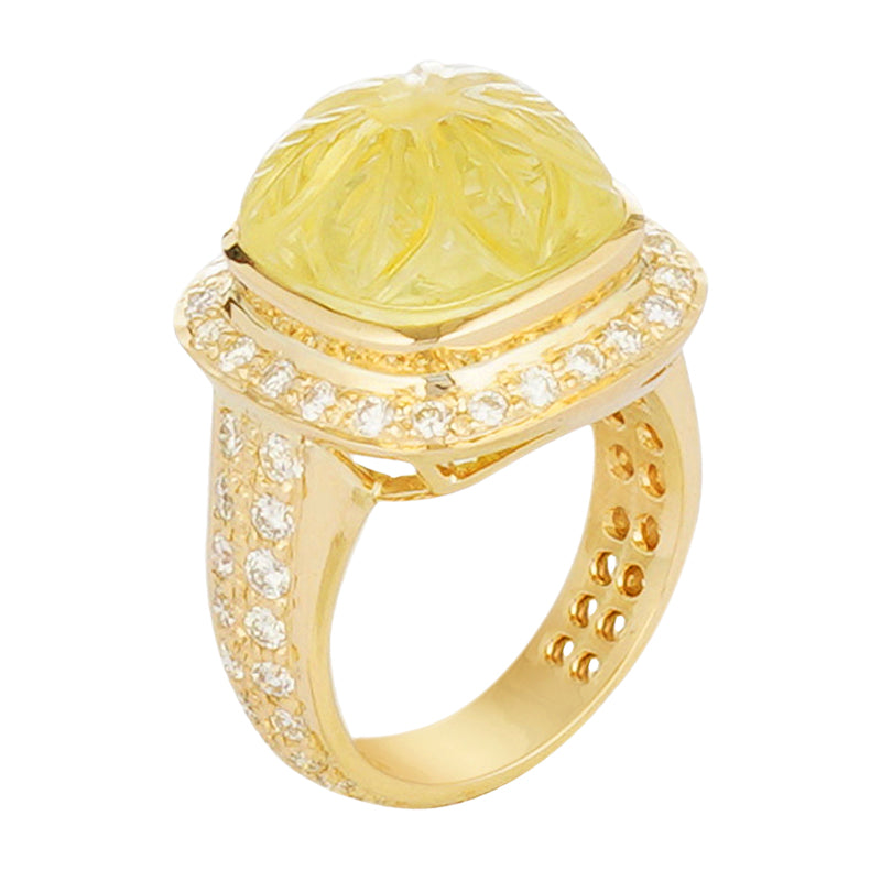 Ring - Lemon Quartz and Diamond (2221M) | Singhvi Jewels