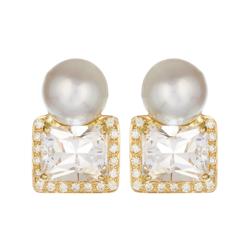 Earrings - Crystal, Diamonds & South Sea Pearl