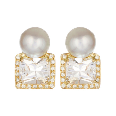 Earrings - Crystal, Diamond and South Sea Pearl (2222A)
