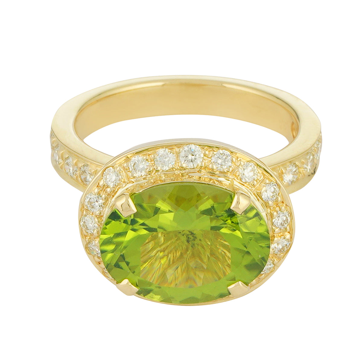 Ring - Peridot and Diamond (2222E) | Singhvi Jewels