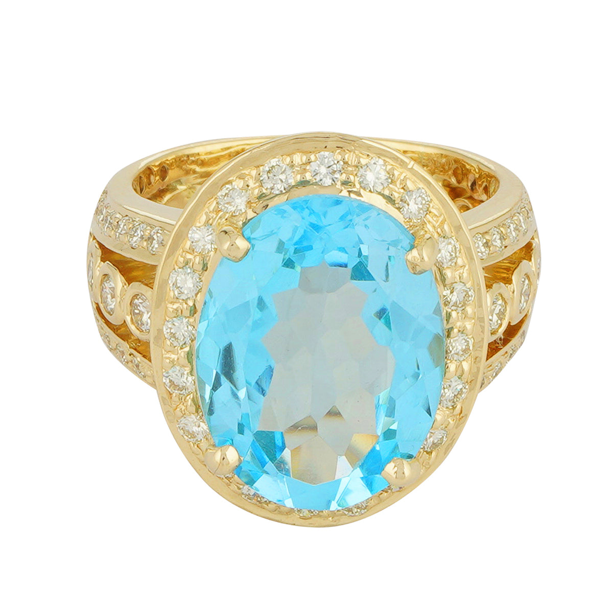Ring - Blue Topaz and Diamond (2222G) | Singhvi Jewels