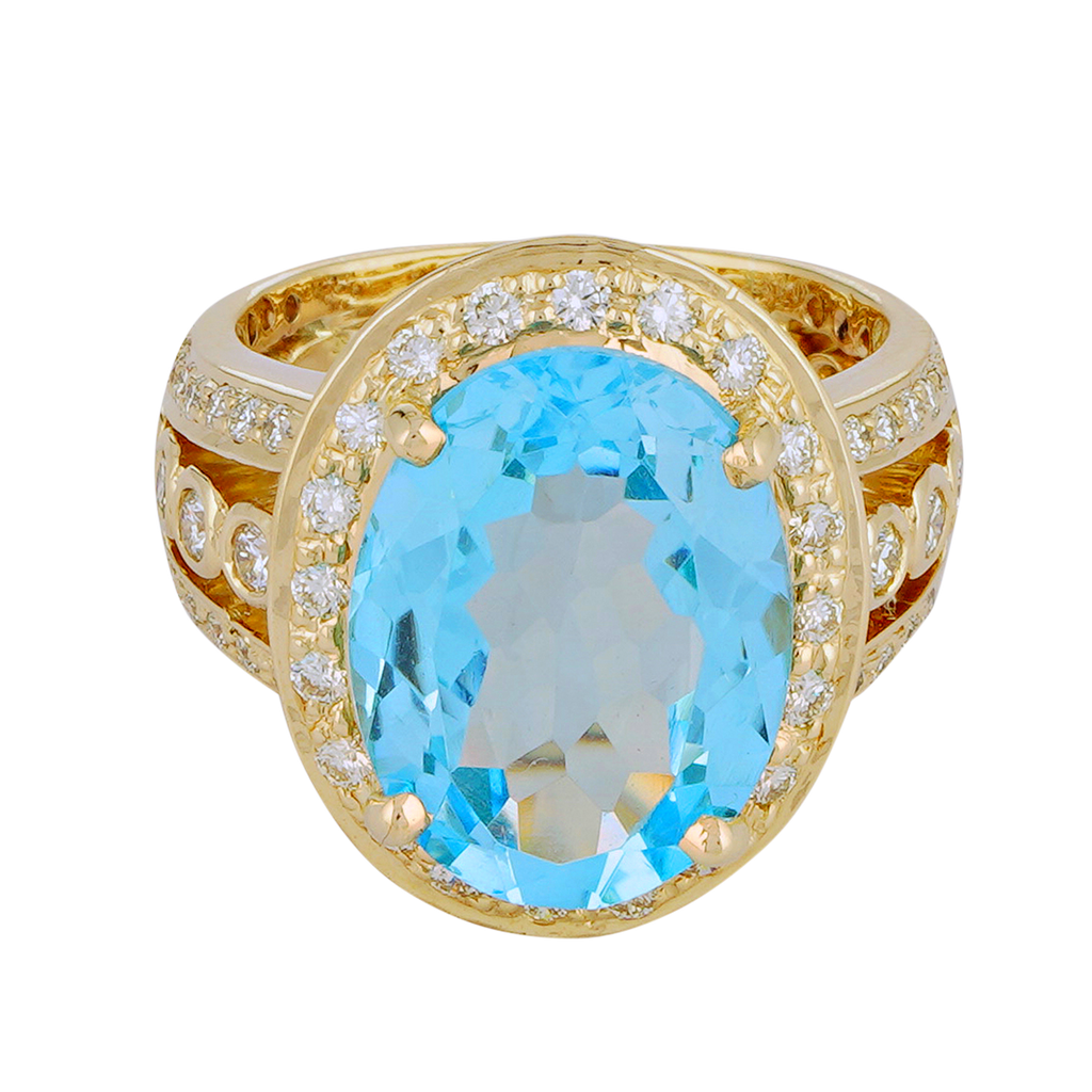 Ring - Blue Topaz and Diamond