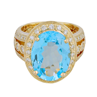 Ring - Blue Topaz And Diamond
