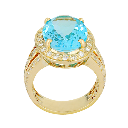 Ring - Blue Topaz and Diamond | Singhvi Jewels