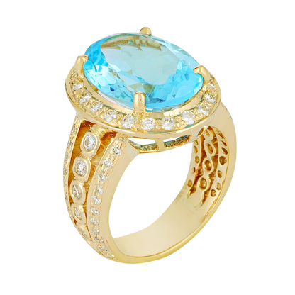 Ring - Blue Topaz and Diamond | Singhvi Jewels