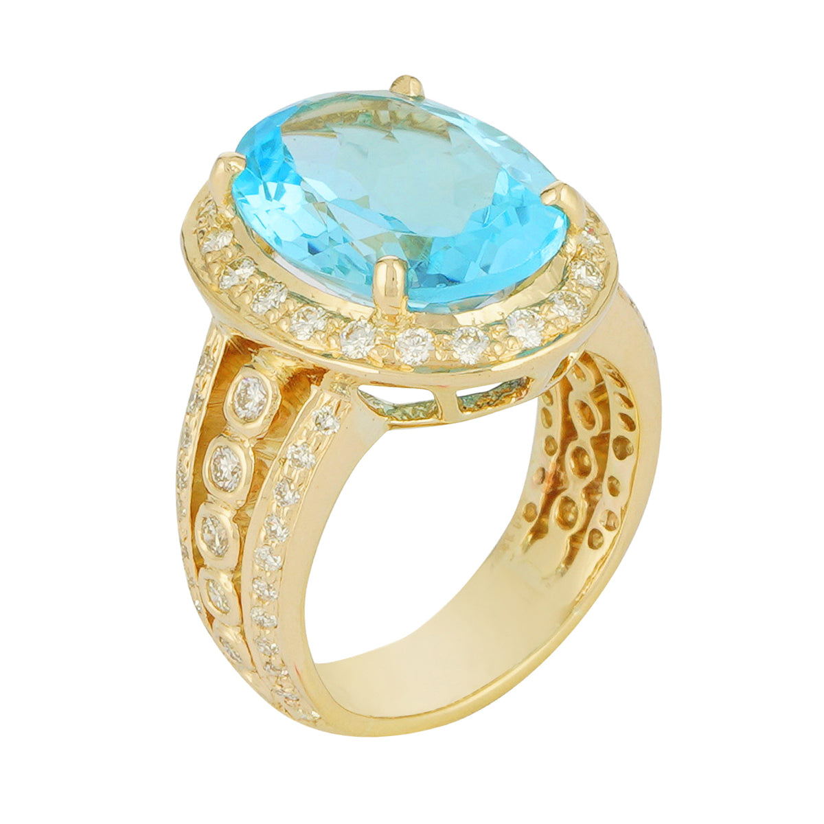 Ring - Blue Topaz and Diamond (2222G) | Singhvi Jewels