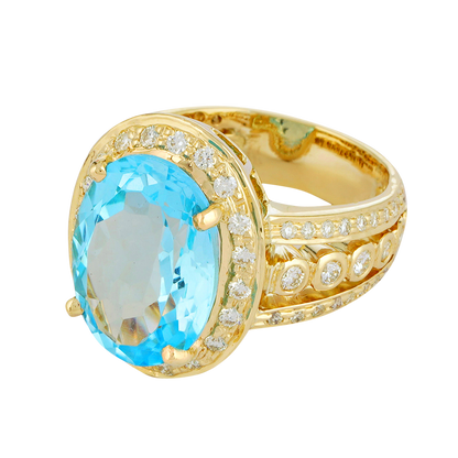 Ring - Blue Topaz and Diamond | Singhvi Jewels