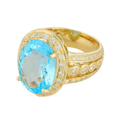 Ring - Blue Topaz and Diamond (2222G)