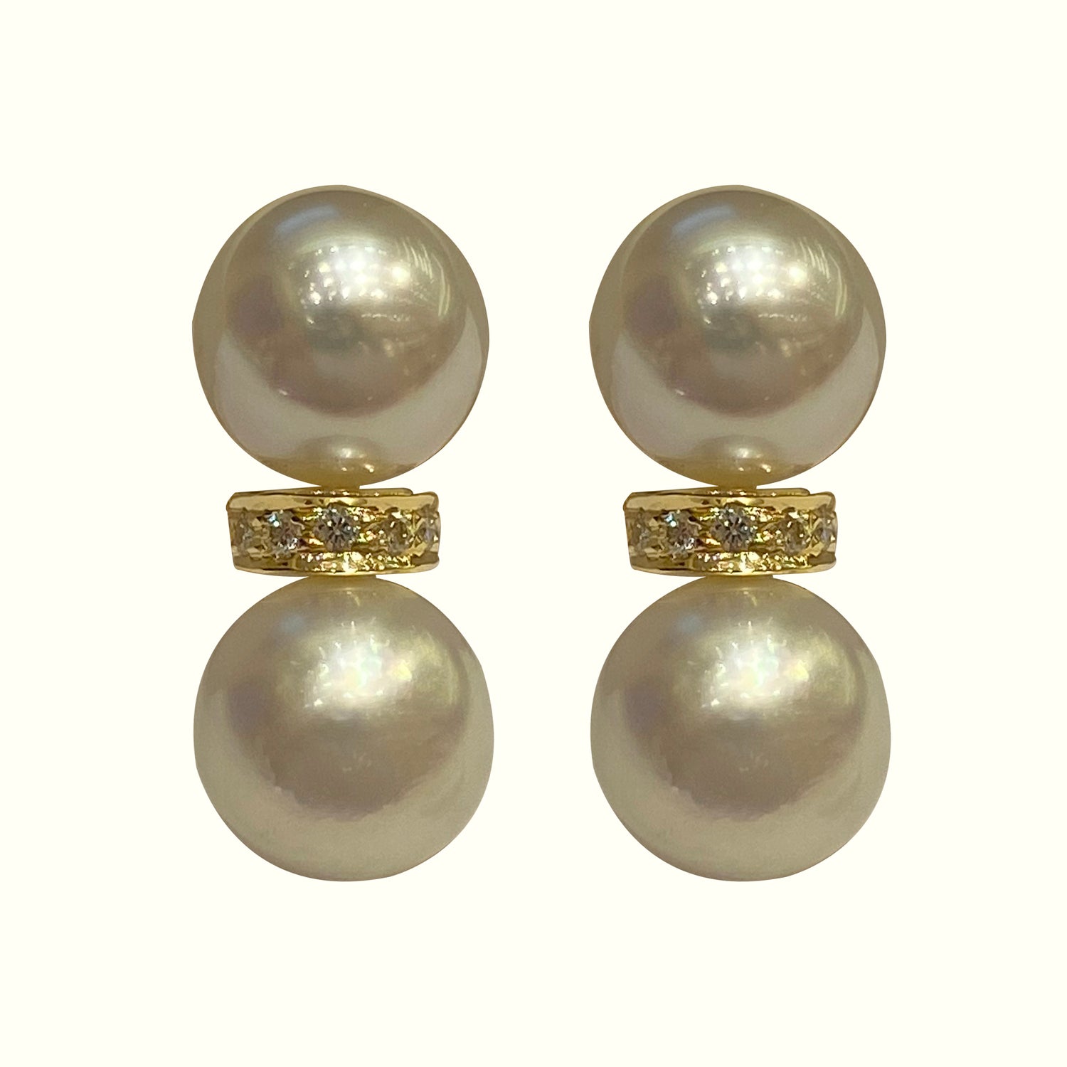 Earrings - South Sea Pearl and Diamond in 18k gold | Singhvi Jewels