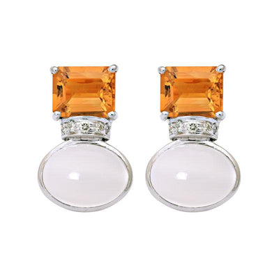 Earrings-Citrine, Moonstone and Diamond  (223BS)