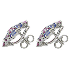 Earrings-Tanzanite, Pink Sapphire and Diamond