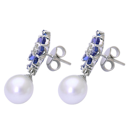 Earrings - Tanzanite, South Sea Pearl and Diamond | Singhvi Jewels