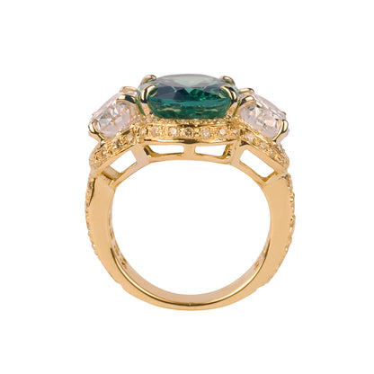 Ring - Green Tourmaline, Crystal and Diamond | Singhvi Jewels