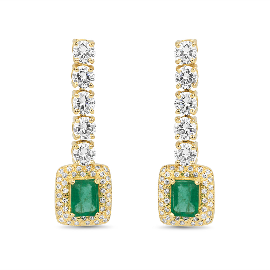 Earrings - Diamond, Emerald and Cubic Zirconia