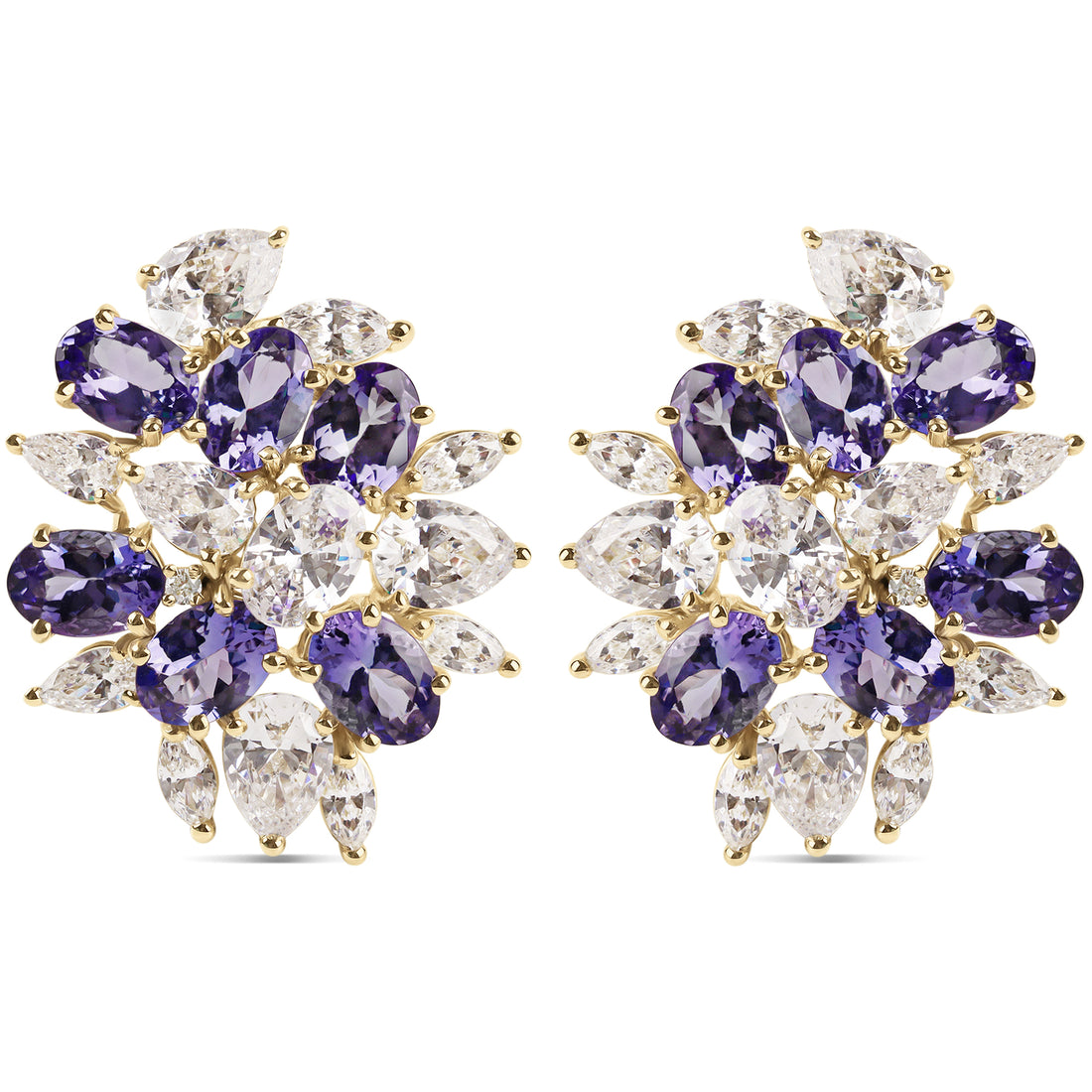 Earrings - Tanzanite, White Topaz and Diamond | Singhvi Jewels