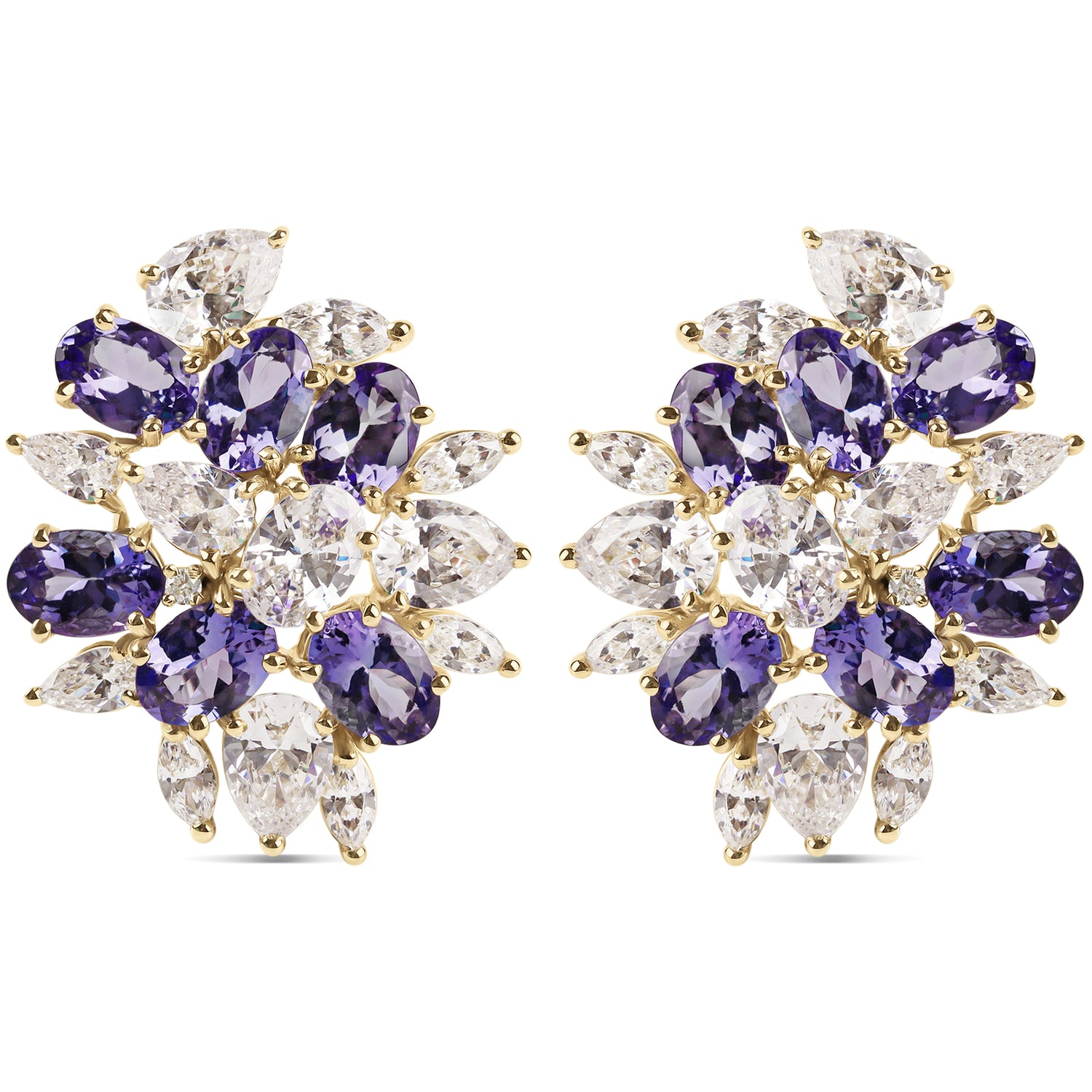 Earrings - Tanzanite, White Topaz and Diamond | Singhvi Jewels