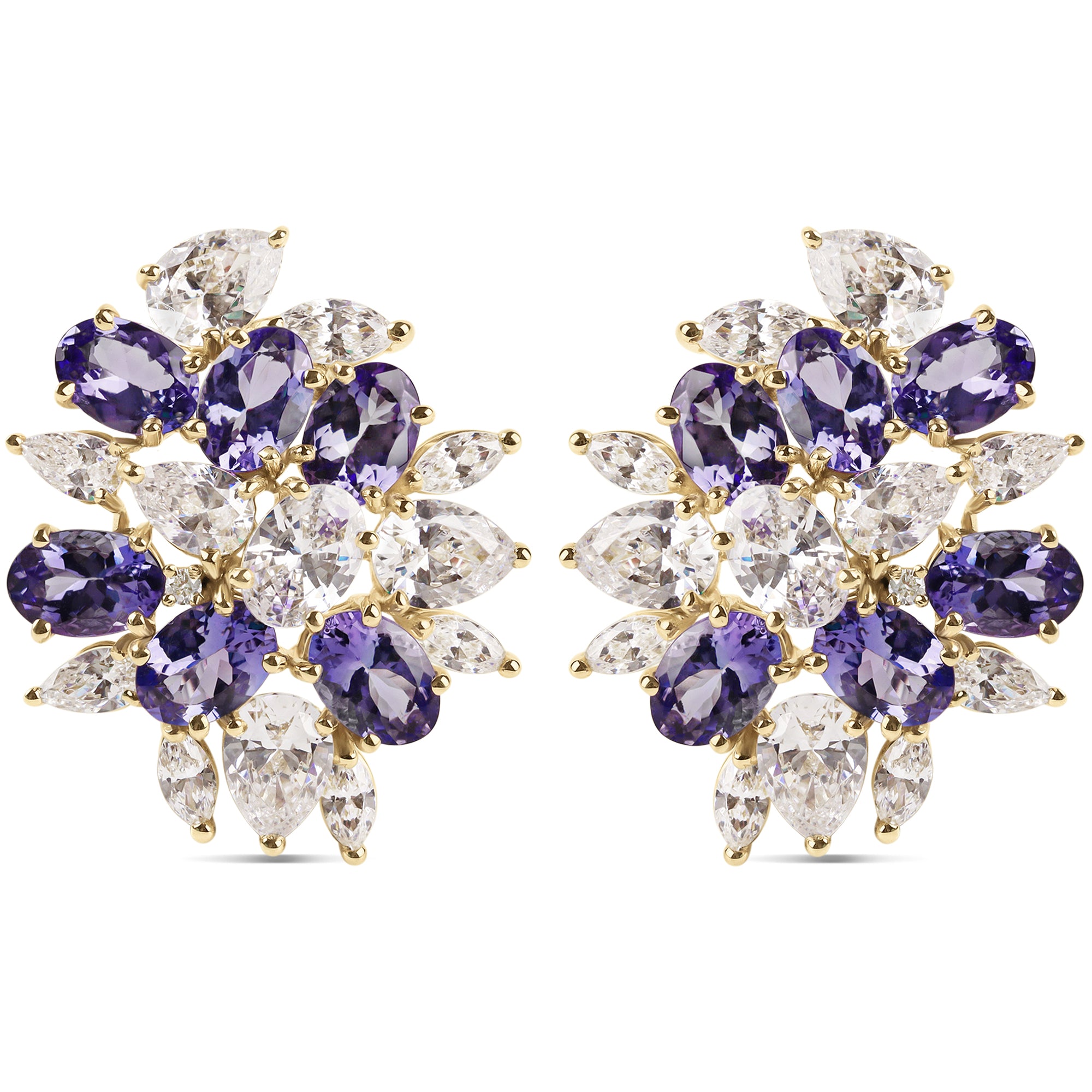 Earrings - Tanzanite, White Topaz and Diamond | Singhvi Jewels