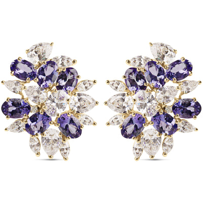 Earrings - Tanzanite, White Topaz And Diamond