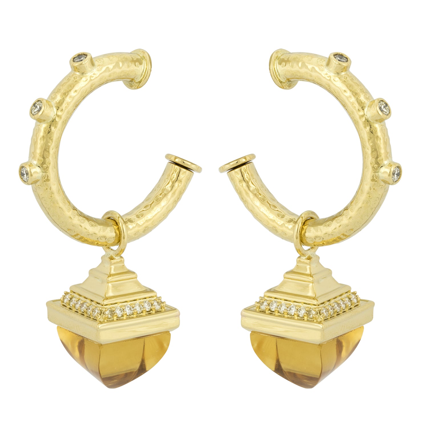 Earrings - Diamond &amp; Citrine (2262E) | Singhvi Jewels