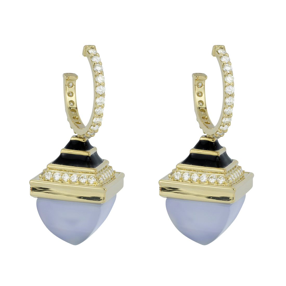Earrings - Chalcedony and Diamond With Enamel | Singhvi Jewels