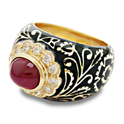 Repair - Ring-Ruby and Diamond (Enamel)  (2024I)