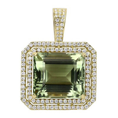 Pendant - Green Quartz And Diamond