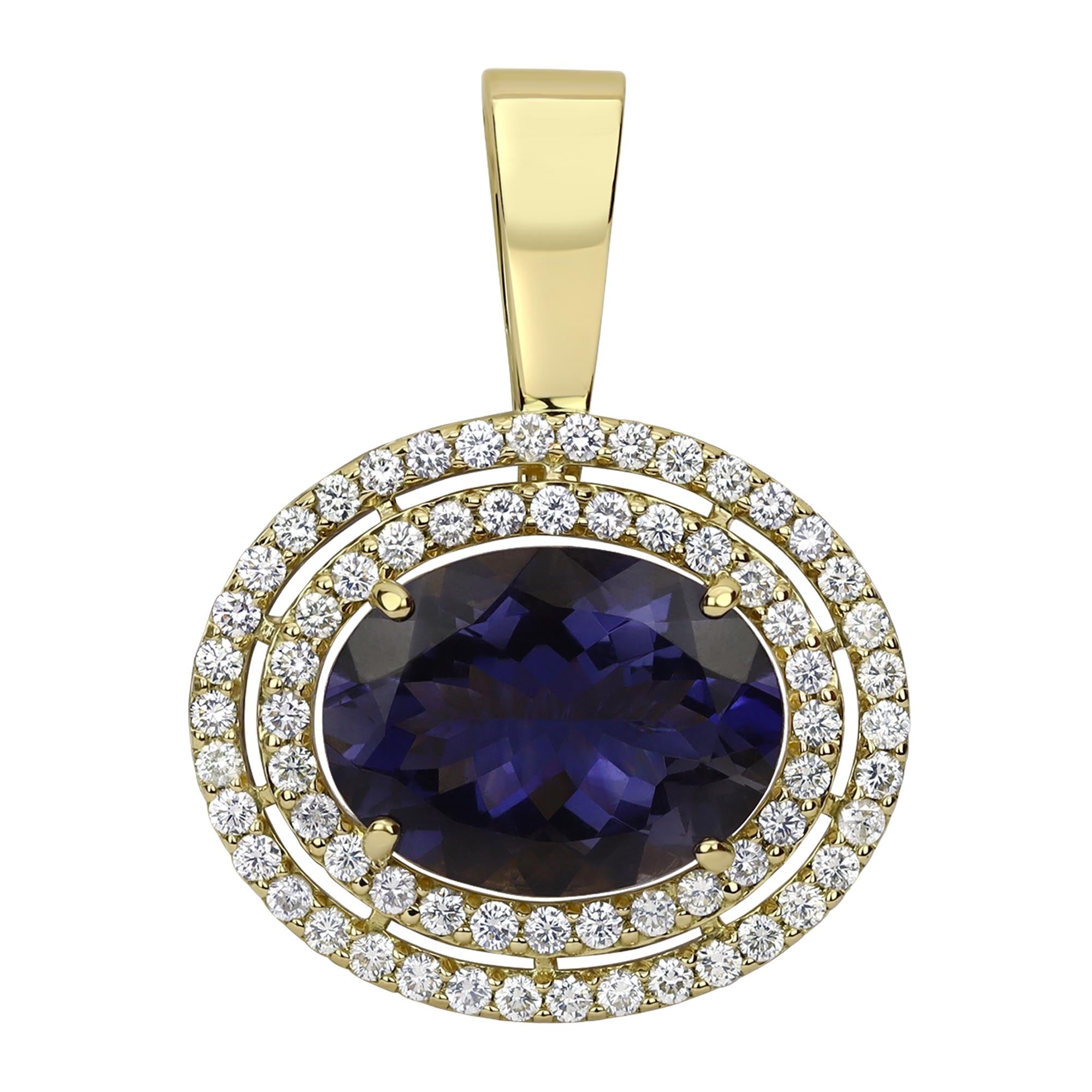 Pendant - Iolite and Diamond | Singhvi Jewels