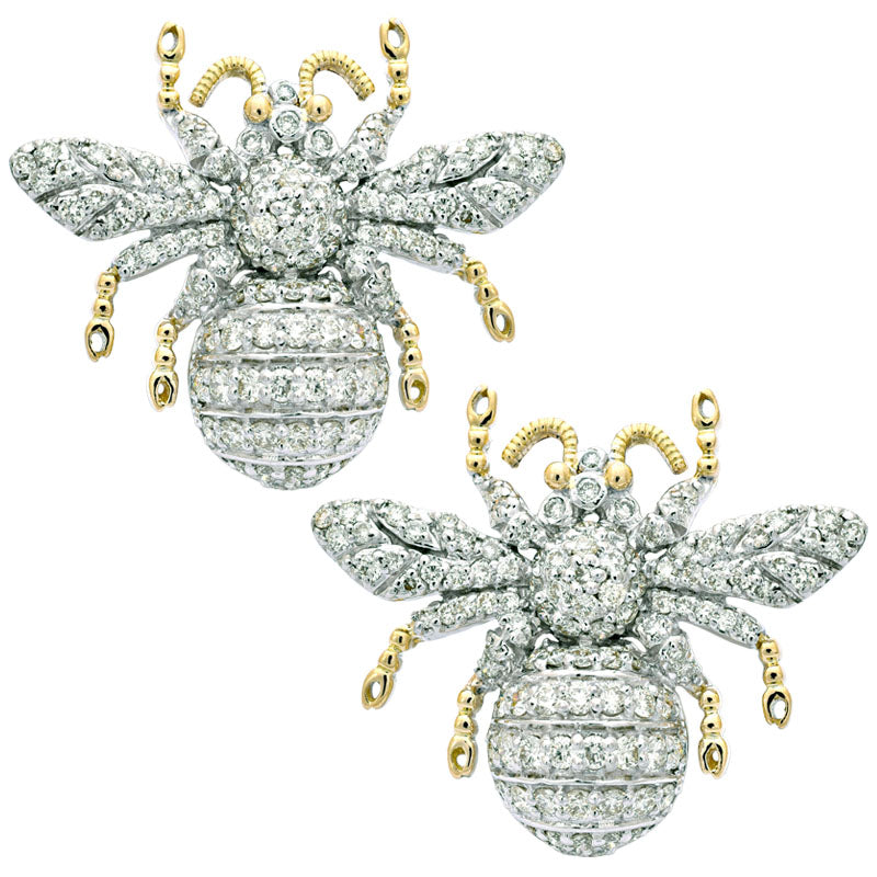 Earrings- Diamond in Sterling Silver and 18K Gold
