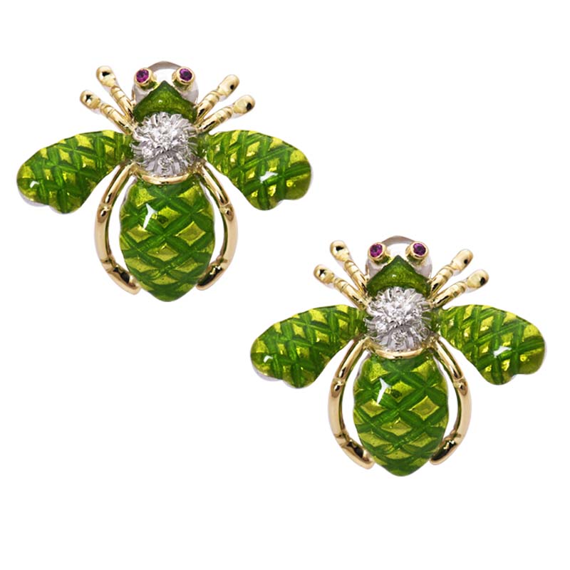 Earrings - Ruby and Diamond (Enamel) | Singhvi Jewels