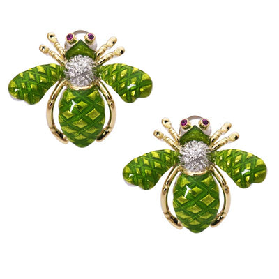 Earrings - Ruby And Diamond (Enamel)