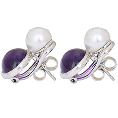 Earrings- Amethyst and South Sea Pearl